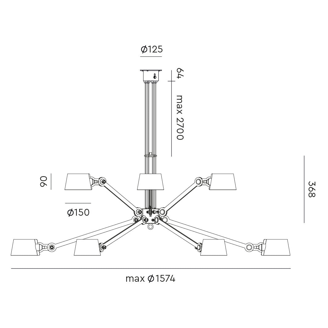 Plafondlamp Tonone BOLT Chandelier 12 arm