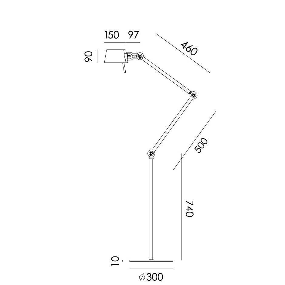 Vloerlamp Tonone BOLT Floor 2 arm sidefit