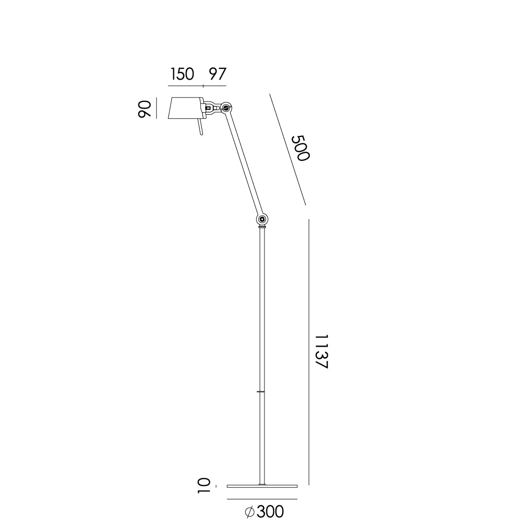 Vloerlamp Tonone BOLT Floor long 1 arm sidefit