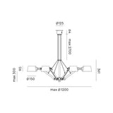 Plafondlamp Tonone BOLT Chandelier 6 arm