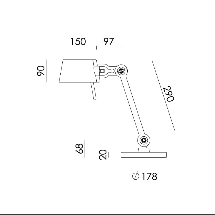 Bureaulamp Tonone BOLT Desk Small 1 Arm Foot