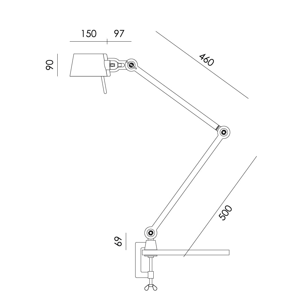 Bureaulamp Tonone BOLT 2 arm met klem